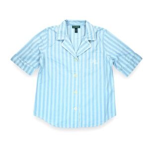 NWOT Lauren Ralph Lauren Pajama Top Women's  Stripe‎ Short Sleeve Blue White L